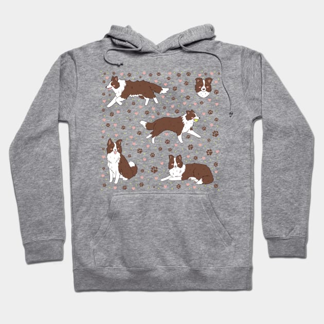 Adorable brown border collie dog illustration Hoodie by Yarafantasyart